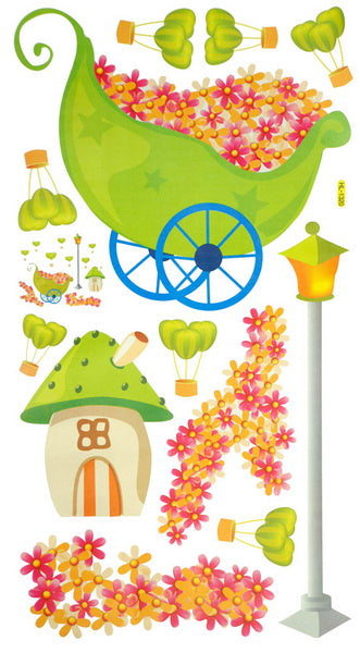 Flowers & House - Wall Decals Stickers Appliques Home Decor