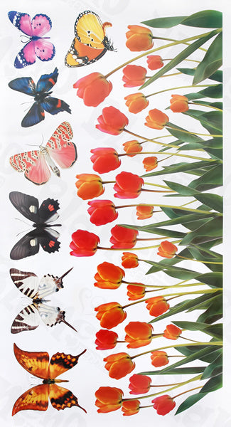 Tulip & Butterfly - Wall Decals Stickers Appliques Home Decor